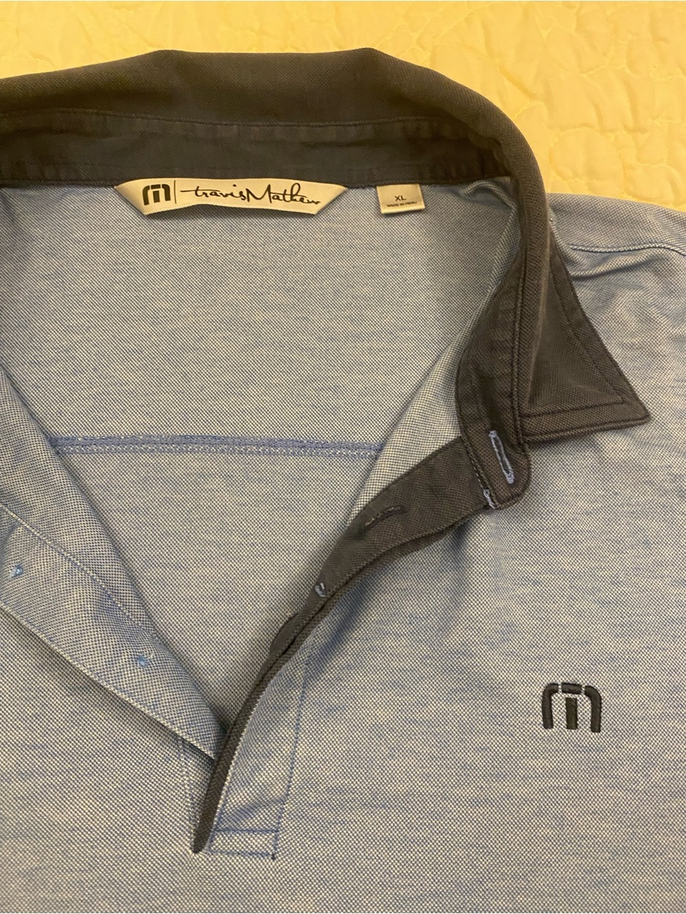 TravisMathew Blue Polo with Contrast Collar